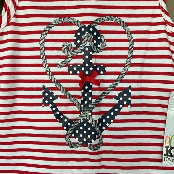 Brand New Kids Headquarters 2-Piece Girls Set Nautical Striped Anchor Patriotic - Picture 2 of 15